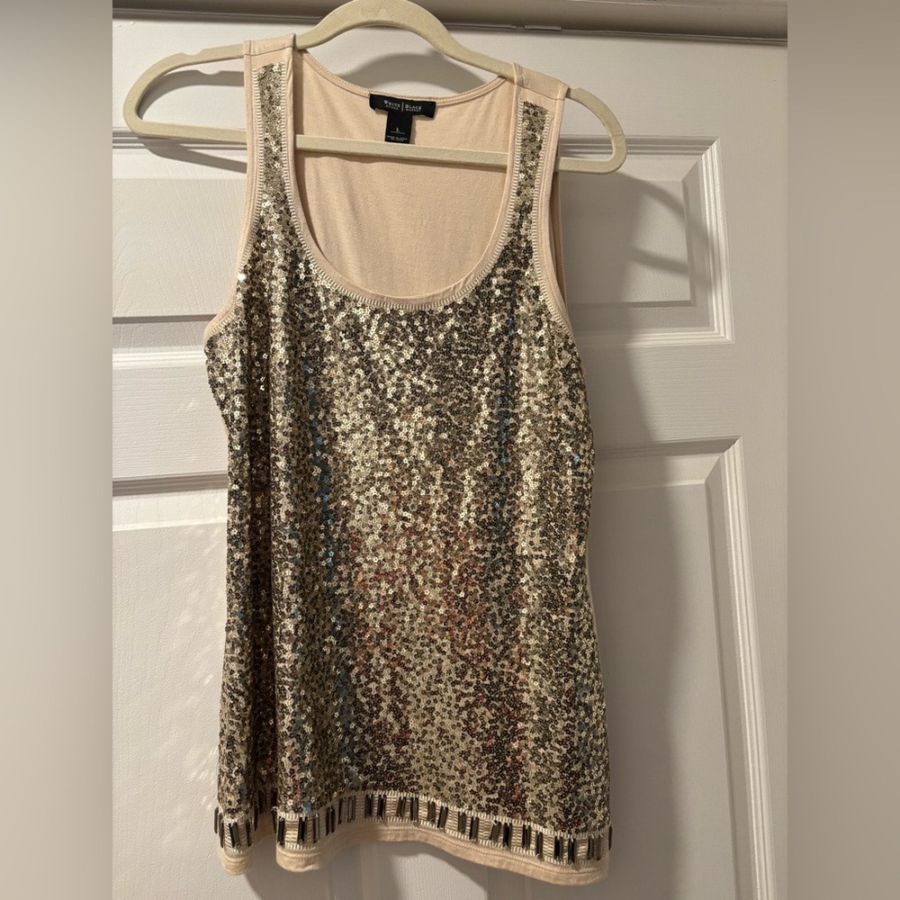 White House black market Women's Sparkling Sequin Tank Top - Gold